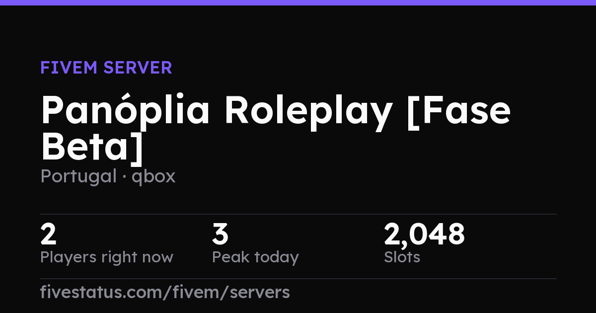 Panóplia Roleplay [Fase Beta] — FiveM Server Stats | FiveStatus